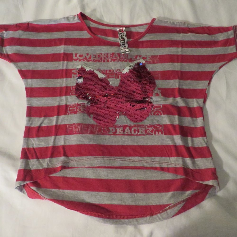 Beautees Pink/Gray Sequin Shirt